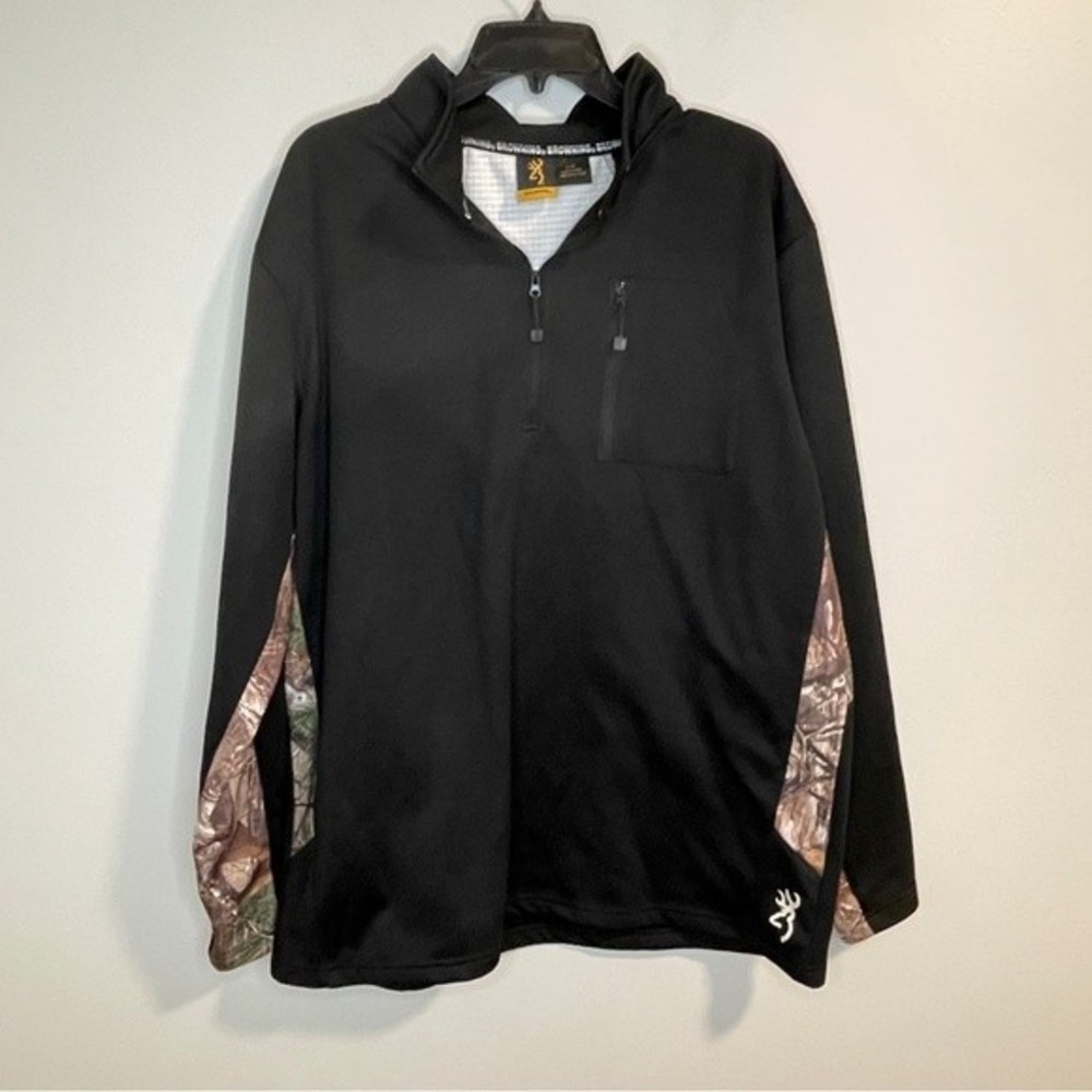 Browning black and Realtree camo quarter zip performance pullover size Large